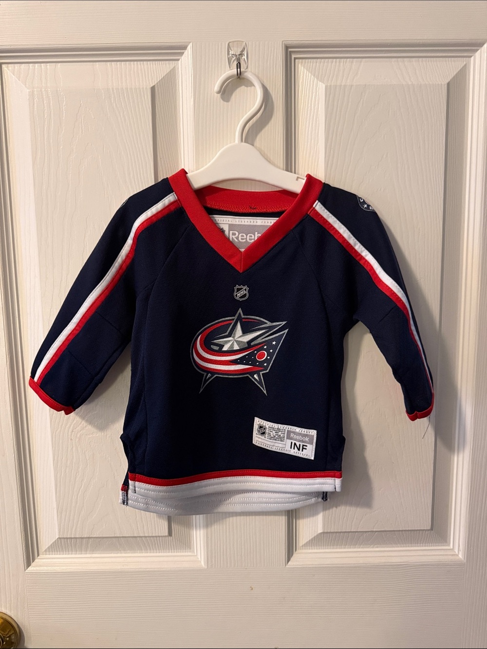 Reebok Navy, Red & White Columbus Blue Jackets Infant Hockey Jersey